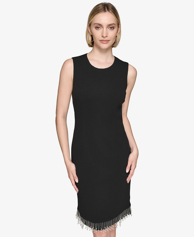 Karl Lagerfeld Paris Women's Fringe-Trim Sheath Dress