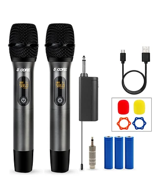 5 Core Wireless Microphones Pair Uhf Professional Handheld Microfonos Inalambricos Dual Cordless Mic System for Karaoke Singing Wedding Dj Party Speec