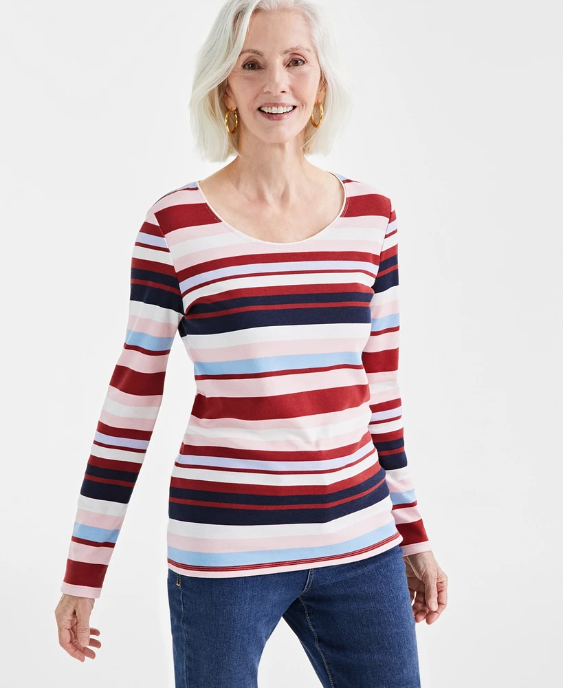 Style & Co Petite Long-Sleeve Scoop-Neck Top, Created for Macy's