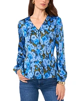 Vince Camuto Women's Printed V-Neck Button-Front Top