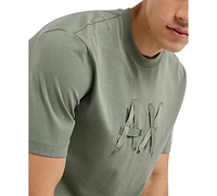 A|X Armani Exchange Men's Slim Fit Short Sleeve Crewneck Destructed Logo T-Shirt