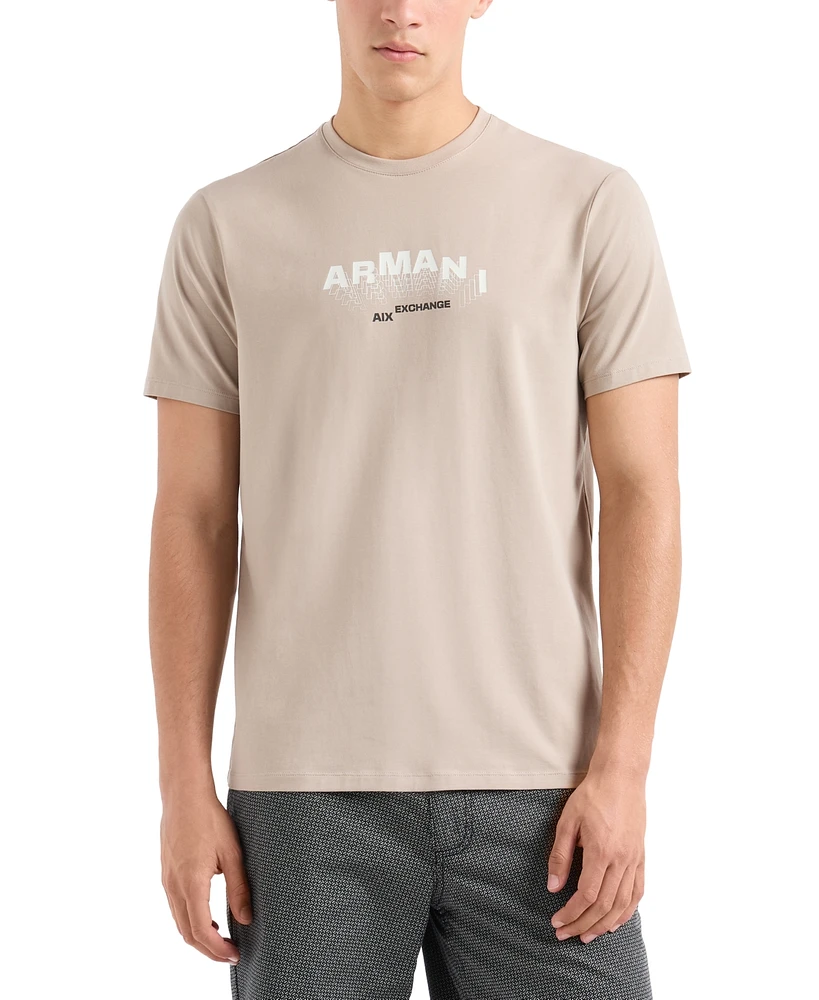 A|X Armani Exchange Men's Slim Fit Short Sleeve Crewneck Curved Logo T-Shirt