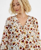 Jones New York Petite 3/4-Sleeve Floral-Print Kelly Blouse