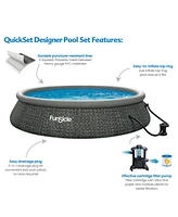 Funsicle 15' x 36" QuickSet Ring Top Above Ground Swimming Pool, Herringbone