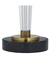 Vienna Full Spectrum Belle Modern Table Lamp 33 1/4" Tall Clear Crystal Glass Tapered Column Gold Accents Black Drum Decor Shade for Bedroom Living Ro