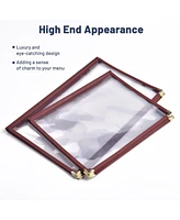 30 Pack 8.5x11 6 View 3 Page Menu Cover Burgundy Trim Trifold Transparent Volume