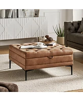 Traditional Geoffrev Lift Top Shelved Storage Cocktail Ottoman