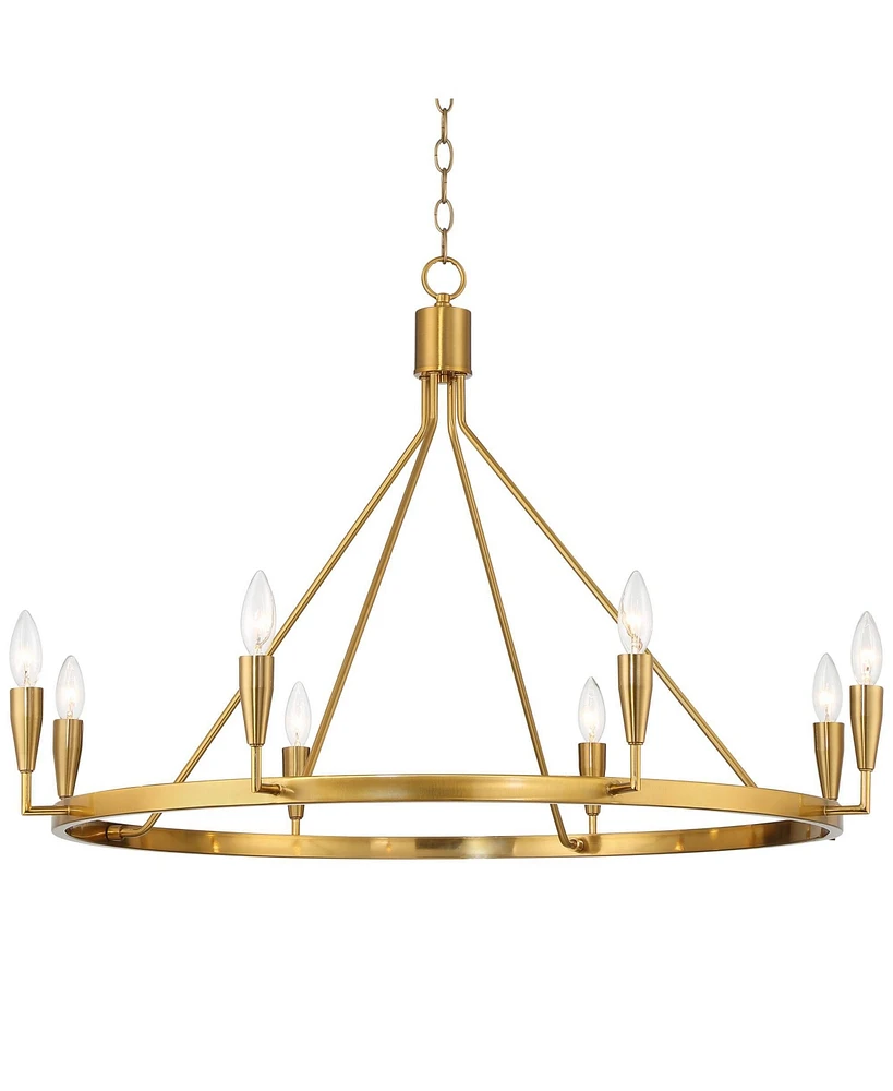 Possini Euro Design Covey Gold Ring Chandelier Lighting 36" Wide Modern Tapering Candles 8