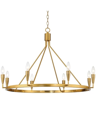 Possini Euro Design Covey Gold Ring Chandelier Lighting 36" Wide Modern Tapering Candles 8-Light Fixture for Dining Room House Home Foyer Kitchen Isla