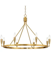 Possini Euro Design Covey Gold Ring Chandelier Lighting 36" Wide Modern Tapering Candles 8