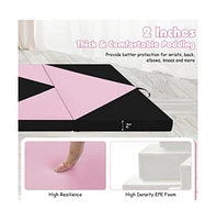 Slickblue 8 Feet Pu Leather Folding Gymnastics Mat with Hook and Loop Fasteners