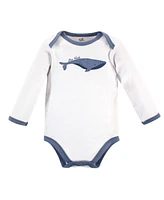 Touched by Nature Baby Girls and Boys Whale Long-Sleeve Bodysuits, Pack of 5