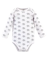 Touched by Nature Baby Girls and Boys Marching Elephant Long-Sleeve Bodysuits, Pack of 5