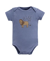 Touched by Nature Baby Boys Organic Cotton Bodysuits, Classic Safari