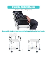 Costway Shower Chair Bathtub Adjustable Height Bench w/ Removable Armrests & Back