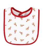 Hudson Baby Infant Boy Cotton Bib and Sock Set, Pizza, One Size