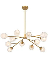 Tofay Warm Brushed Brass Sputnik Chandelier Lighting 37 3/4" Wide Modern Dimmable Led Frost Glass Shades 12-Light Fixture for Dining Room House Foyer
