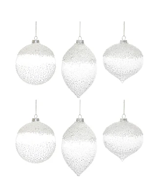 Slickblue White Beaded Glass Ornament (Set of 6)