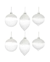 Slickblue White Beaded Glass Ornament (Set of 6)