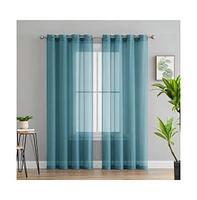 Hlc.me 2 Piece Semi Sheer Voile Window Curtain Drapes Grommet Panels for Bedroom