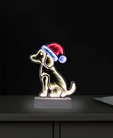 Northlight Led 3D Christmas Dog with Santa Hat Tunnel Light - 8-Inch