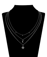 Unwritten Cubic Zirconia Star and Moon Layered Pendant Necklace Set