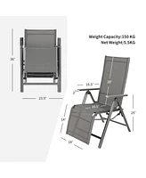 Gymax 2PCS Patio Outdoor Folding Reclining Lounge Chair w/ Adjustable Backrest