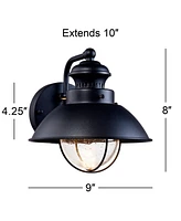 John Timberland Fordham Farmhouse Rustic Industrial Outdoor Wall Light Fixture Led Black Metal 8" Seedy Glass Sconce Exterior House Barn Porch Patio O