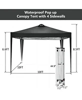 Givimo 10x10 Canopy Tent Instant Pop-Up Canopy with 4 Sidewalls for Patio Backyard Garden Party Black