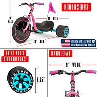 Madd Gear Drift Trike – Kids Ride-On with Adjustable Seat - Pink