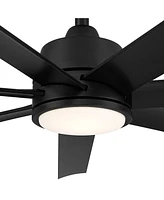 Casa Vieja 56" Phoenix Modern Indoor Ceiling Fan with Cct Led Light and 6-Speed Remote Max Black Finish 7-Blade for Bedroom Living Room Kitchen Dining