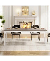 Tribesigns Farmhouse Dining Table for 6-8, 70.9 Inch Rectangular Wood Kitchen Table with Heavy Duty Metal Legs, Industrial Dinner Table for Dining Roo