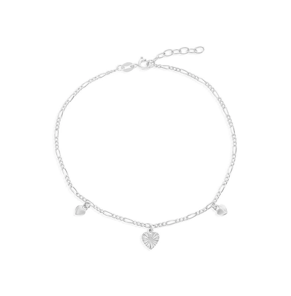 Simona Sterling Silver Heart Charm Anklet