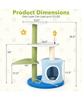Costway 4-Tier Modern Cat Tree Tower Kitten Activity Center with Sisal Scratching Post