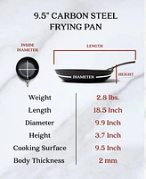 Alva Artist Seasoned Carbon Steel Frying Pan Skillet, Non-Toxic Pfas Pfoa & Ptfe Free, Naturally Nonstick Blue Carbon Fry Pan, Compatible w/ All Stove