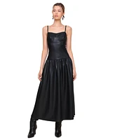 Avec Les Filles Women's Faux-Leather Drop-Waist Maxi Dress