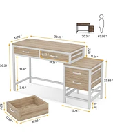 Tribesigns Vanity Desk with 5 Drawers, Makeup Table Dressing Side 3-Drawer Chest, Make Up Vanities for Women, Girls (Without Mirror)