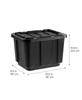 Iris Usa 11.5Gal/46Qt 4 Pack All-Weather Heavy-Duty Stackable Storage Plastic Bin Tote Container with Quick Snap Lid, (20" L x 15" W x 14" H), Black