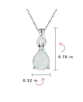 Bling Jewelry Opulence Infinity Set 3CTW White Synthetic Solitaire Opal Teardrop Necklace Pendant Sterling Silver