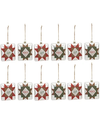 Slickblue Set of 12 Glass Peace and Joy Ornaments: Festive Holiday Decor