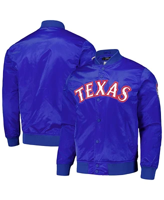 Pro Standard Men's Royal Texas Rangers Wordmark Satin Full-Snap Jacket