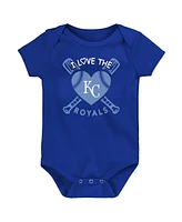 Outerstuff Baby Boys and Girls Royal/Light Blue/Pink Kansas City Royals Baseball Baby 3-Pack Bodysuit Set