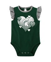 Outerstuff Newborn Baby Boys and Girls Green/Gray Michigan State Spartans Spread the Love 2-Pack Bodysuit Set