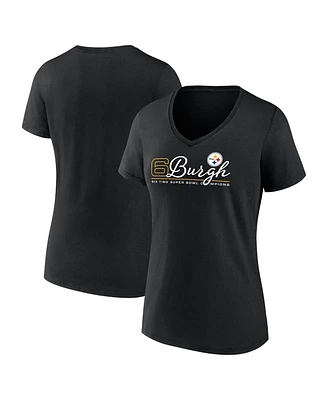 Fanatics Women's Black Pittsburgh Steelers Hometown Defensive Stand V-Neck T-Shirt