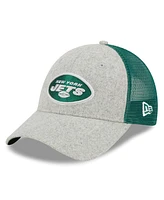 New Era Men's Heather Gray/Green New York Jets Pop Trucker 9FORTY Adjustable Hat