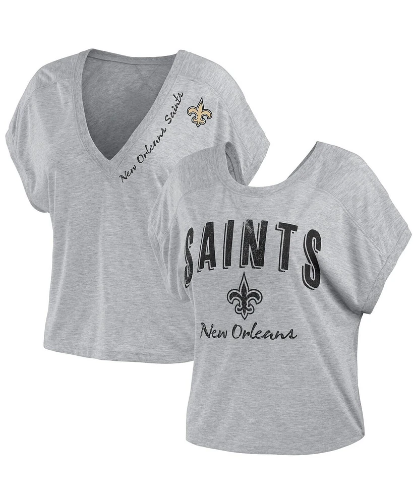 Wear by Erin Andrews Women's Heather Gray New Orleans Saints Reversible T-Shirt