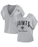 Wear by Erin Andrews Women's Heather Gray New Orleans Saints Reversible T-Shirt