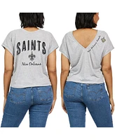 Wear by Erin Andrews Women's Heather Gray New Orleans Saints Reversible T-Shirt