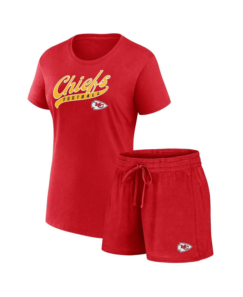 Fanatics Women's Red Kansas City Chiefs Start to Finish T-Shirt Shorts Combo Pack