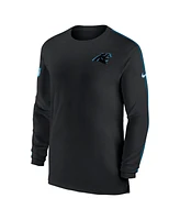 Nike Men's Black Carolina Panthers Sideline Coach Uv Performance Long Sleeve T-Shirt